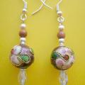 083rd Solar stone, cloisonne, glass - Earrings - beadwork