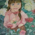 Among the flowers - Oil painting - drawing