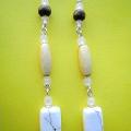 060th Rose quartz, wood, howlite - Earrings - beadwork