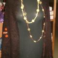 dark brown wool scarf with motives - Scarves & shawls - knitwork