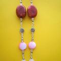 124th Coral, mother of pearl, quartz - Earrings - beadwork