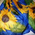 Sunflower silk scarf :) - Serigraphy - drawing