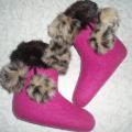 Veltinukai with fur - Shoes & slippers - felting