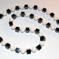 Beads " Black - white " - Necklace - beadwork