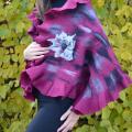 Great burgundy country / mantle - Wraps & cloaks - felting