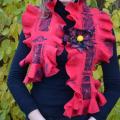Red with black lace - Wraps & cloaks - felting