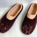 Two one-burgundy and white - Shoes & slippers - felting