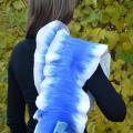 Blue and white scarf with dimple - Scarves & shawls - felting