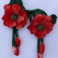 Red buds - Hair accessories - felting