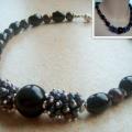 Necklace with onyx and pearls - Necklace - beadwork