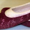 Burgundy with white, 39 size - Shoes & slippers - felting