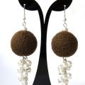 Brown earrings " Bunches " - Earrings - felting