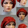 Felt beret " cherry " - Hats - felting