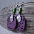 Green meadow - earrings made of wood - Earrings - beadwork