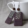 Purple elegance, earrings made of wood - Earrings - beadwork